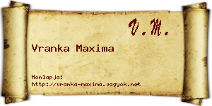 Vranka Maxima névjegykártya